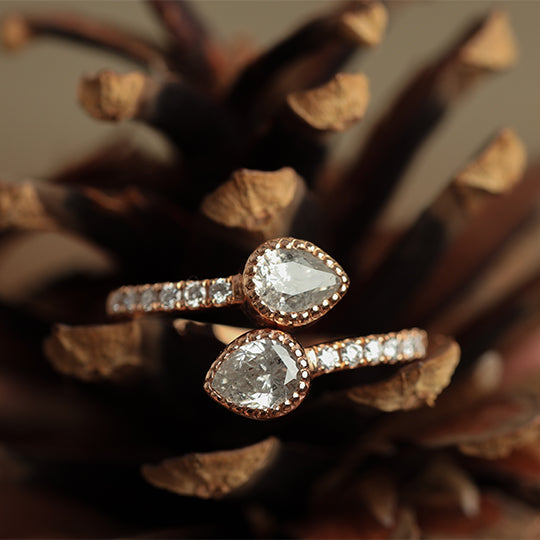 Pear Cut Natural Diamond Wedding Ring, 0.90 CT Diamond jewelry in 14K Gold Gift for Women Engagement - JayKrishna Diamond
