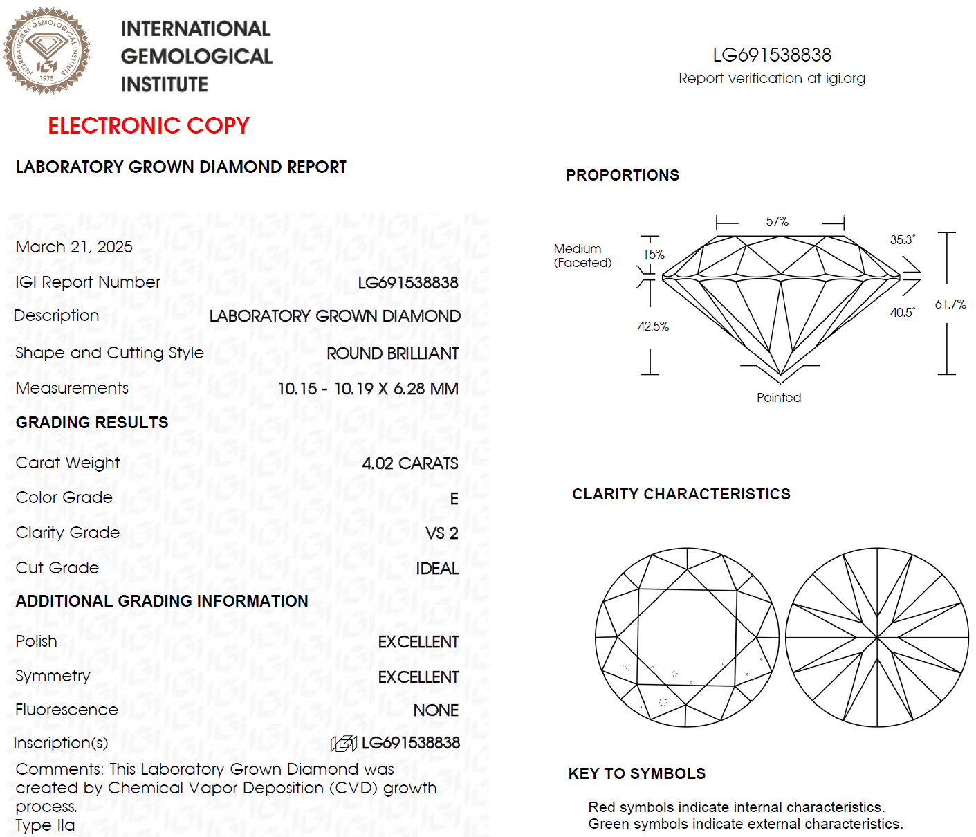 4 CT Round Lab Grown Diamond for Engagement Ring | IGI Certified | Best for Anniversary Gift or Necklace | Gift for Wife