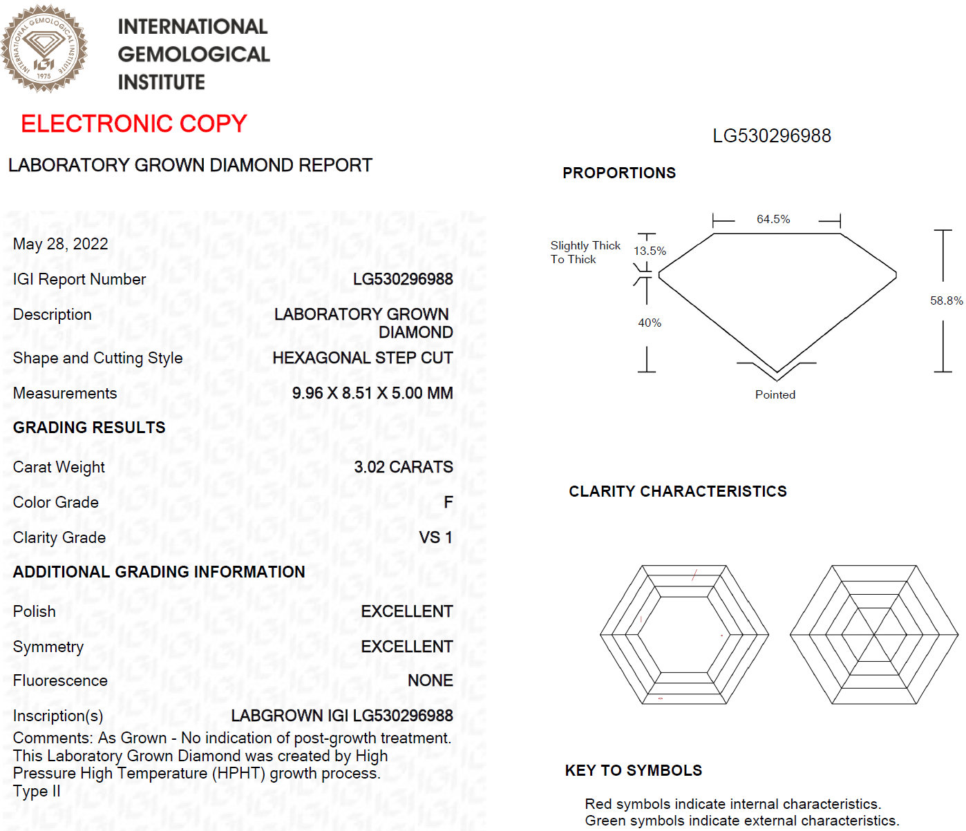 3 CT Hexagonal Cut Lab Grown Diamond for Necklace or Engagement Ring | Best for Anniversary Gift | IGI Certified