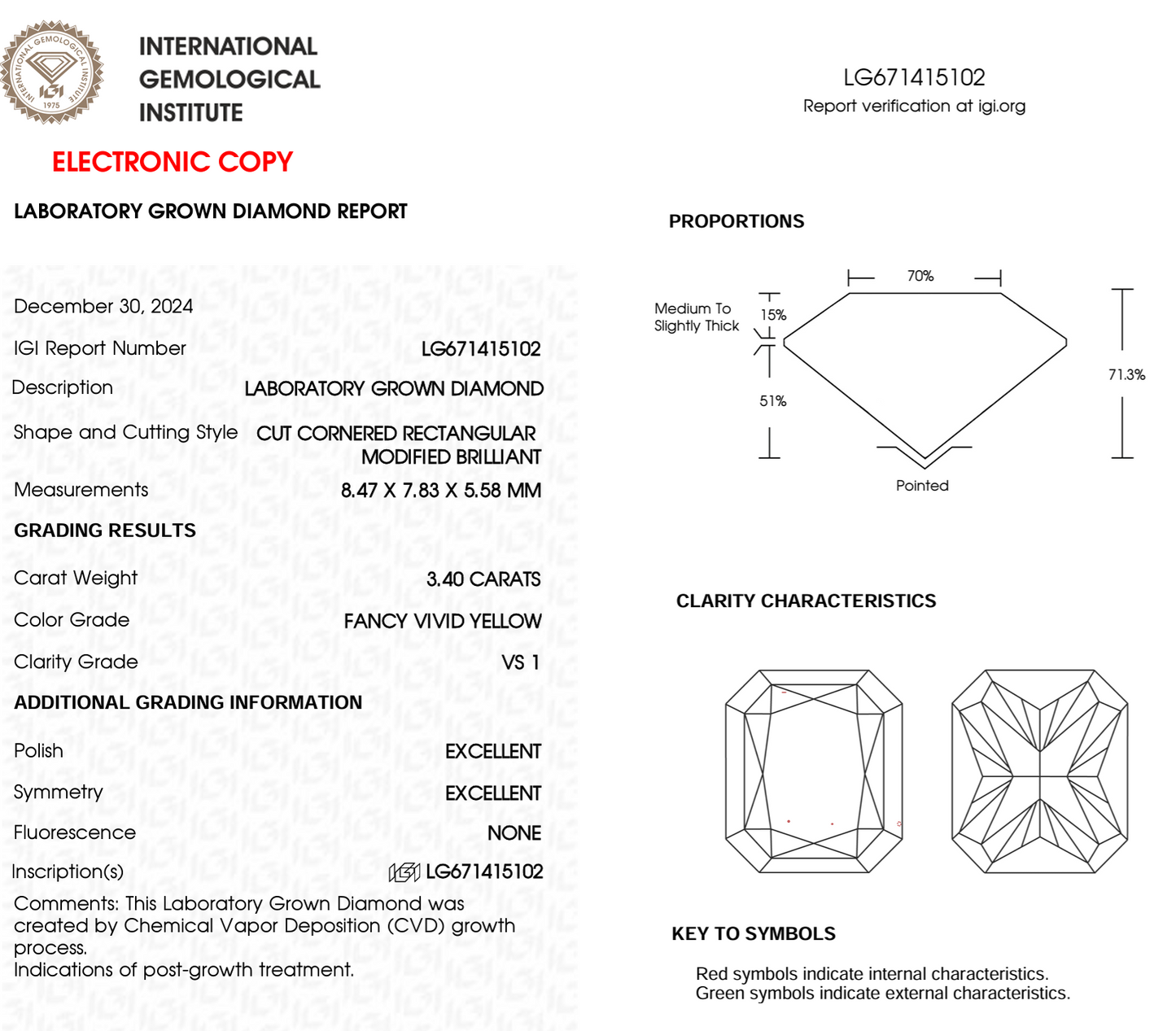 3.40 Carat Radiant Fancy Yellow Lab Diamond – Ethical VS1 Clarity Gemstone, IGI Certified for Custom Engagement Jewelry
