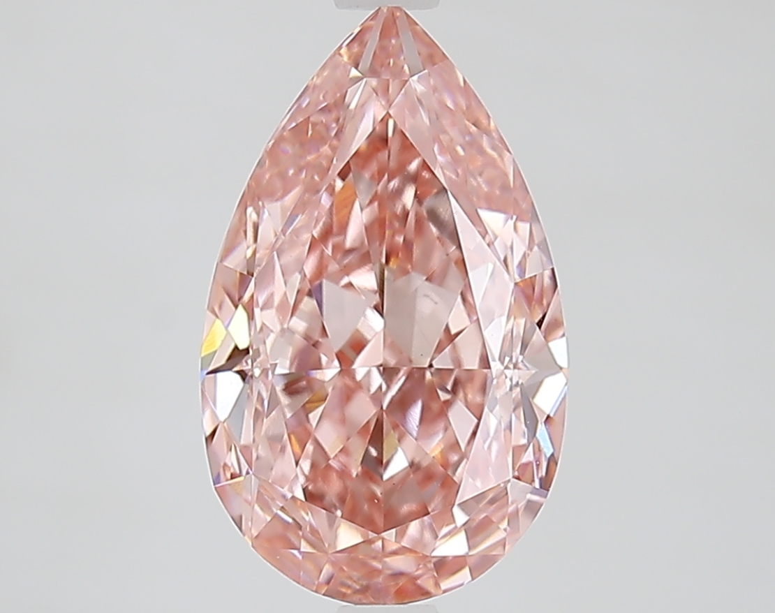 3.22 Carat Pear Shape Fancy Vivid Pink Lab Grown Diamond, VVS2 Clarity, IGI Certified
