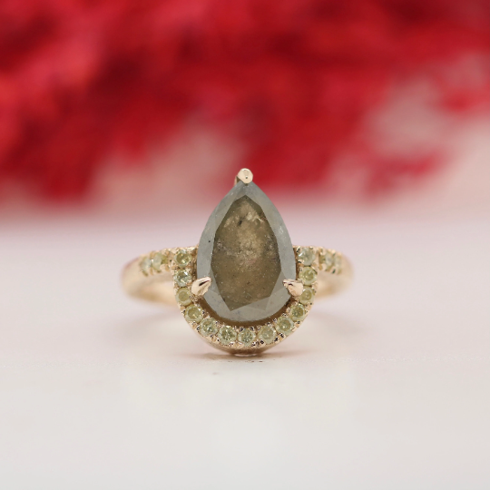 Radiant Romance Pear Engagement Ring with Stunning Pave Band Set - JayKrishna Diamond