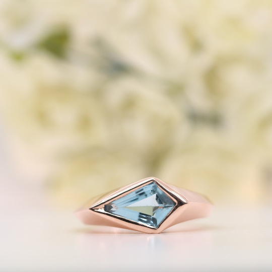 Kite Engagement Ring, Unique Kite Cut Moissanite Wedding Ring, Kite cut Alexandrite engagement ring, 14k Gold Swiss Gemstone Promise Rings - JayKrishna Diamond