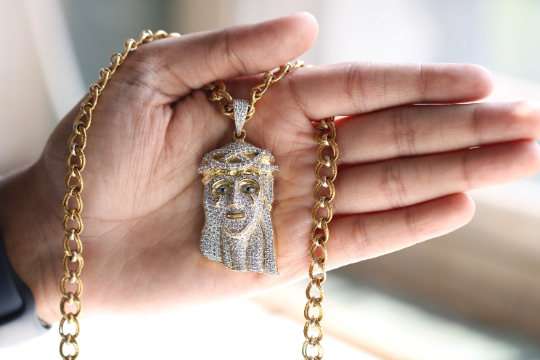 Real 925 Sterling Silver Iced Hip Hop Jesus Piece Pendant Necklace - JayKrishna Diamond