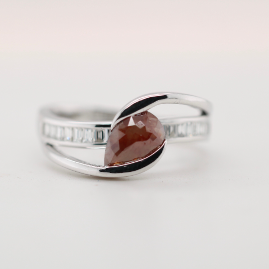 Pear cut red ruby engagement ring 14k white gold cluster diamond ring vintage unique bridal wedding ring band set women gift - JayKrishna Diamond