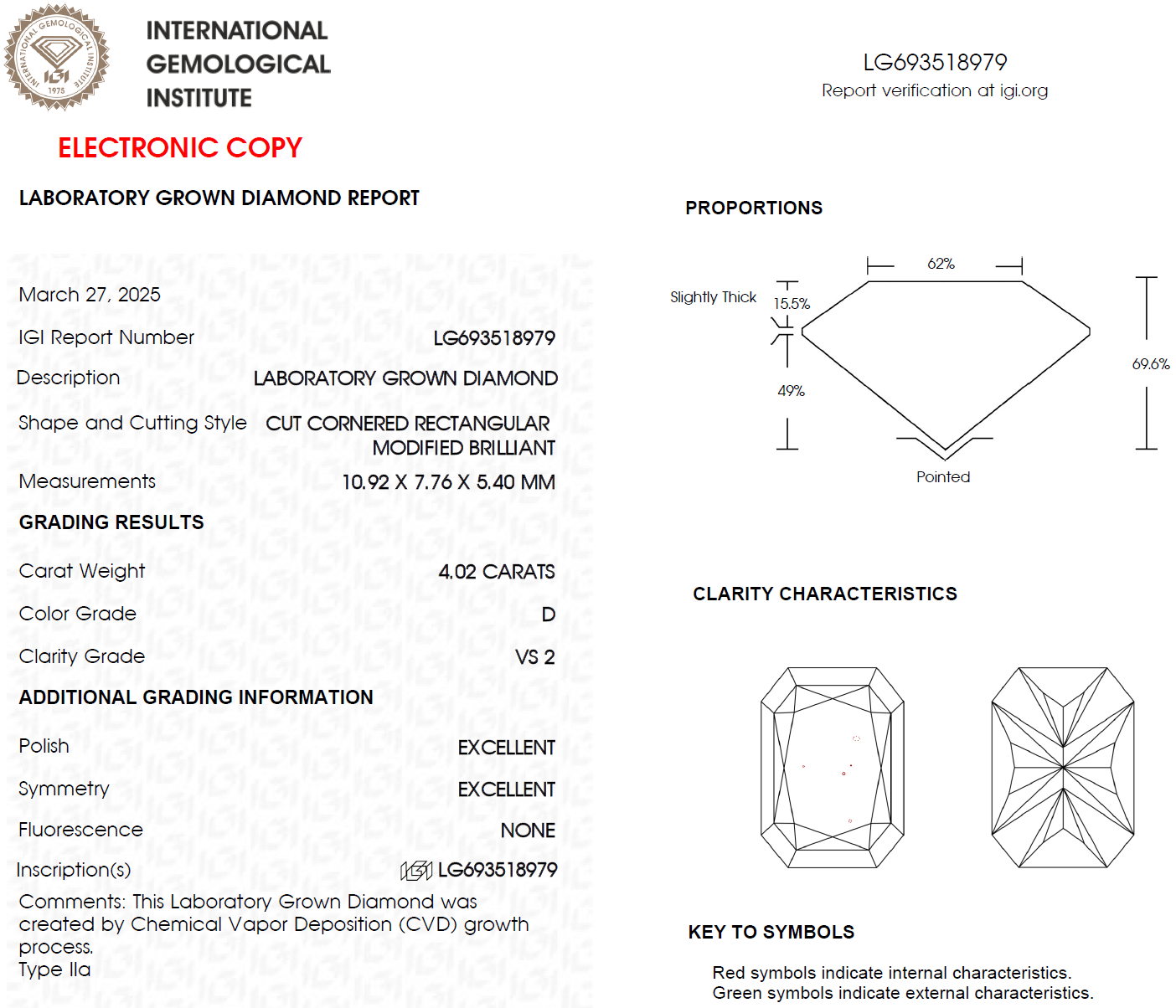 4 CT Radiant Cut Lab Grown Diamond for Engagement Ring | IGI Certified | Best for Bracelet | Gift for Husband