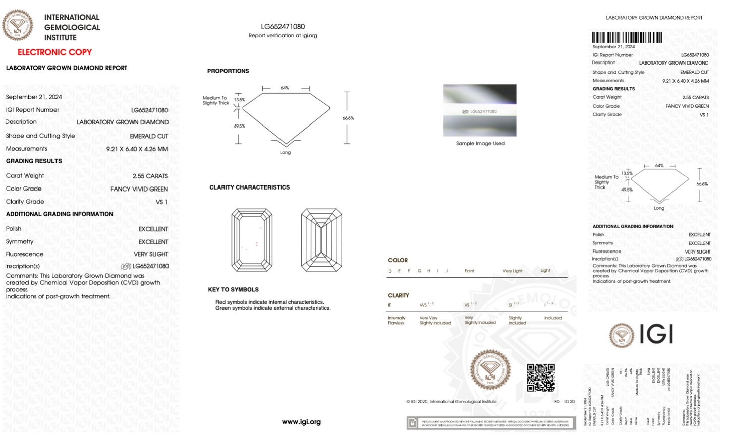 2.55 Carat Emerald-Cut Lab-Grown Green Diamond – IGI Certified Ethical Gemstone for Custom Jewelry