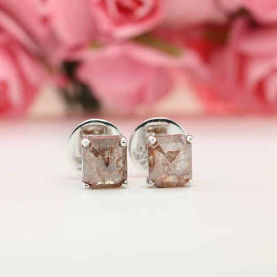 Real emerald asscher shape prong set drop earrings gold | Natural 3CT Asscher diamond dangling earrings gold | Emerald cut Asscher earring gold - JayKrishna Diamond