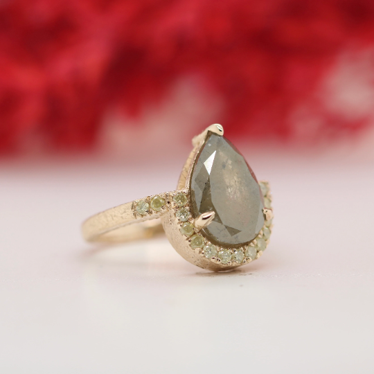 Radiant Romance Pear Engagement Ring with Stunning Pave Band Set - JayKrishna Diamond