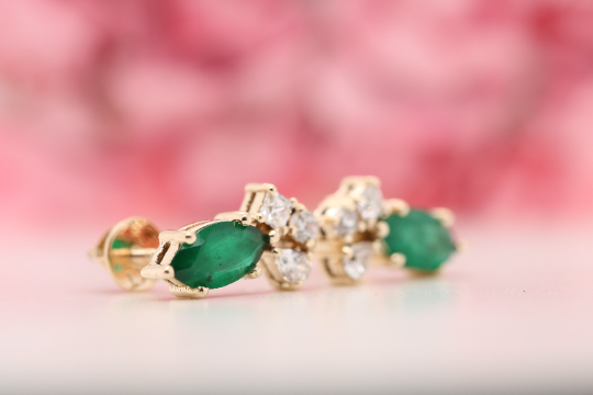 Emerald Green Marquise Cut Beautiful Fancy Earrings - JayKrishna Diamond