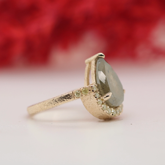 Radiant Romance Pear Engagement Ring with Stunning Pave Band Set - JayKrishna Diamond