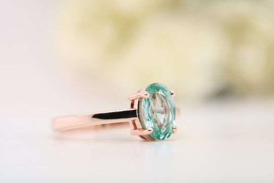 Radiant Elegance Stunning Oval Light Green Tourmaline Gemstone Ring - JayKrishna Diamond