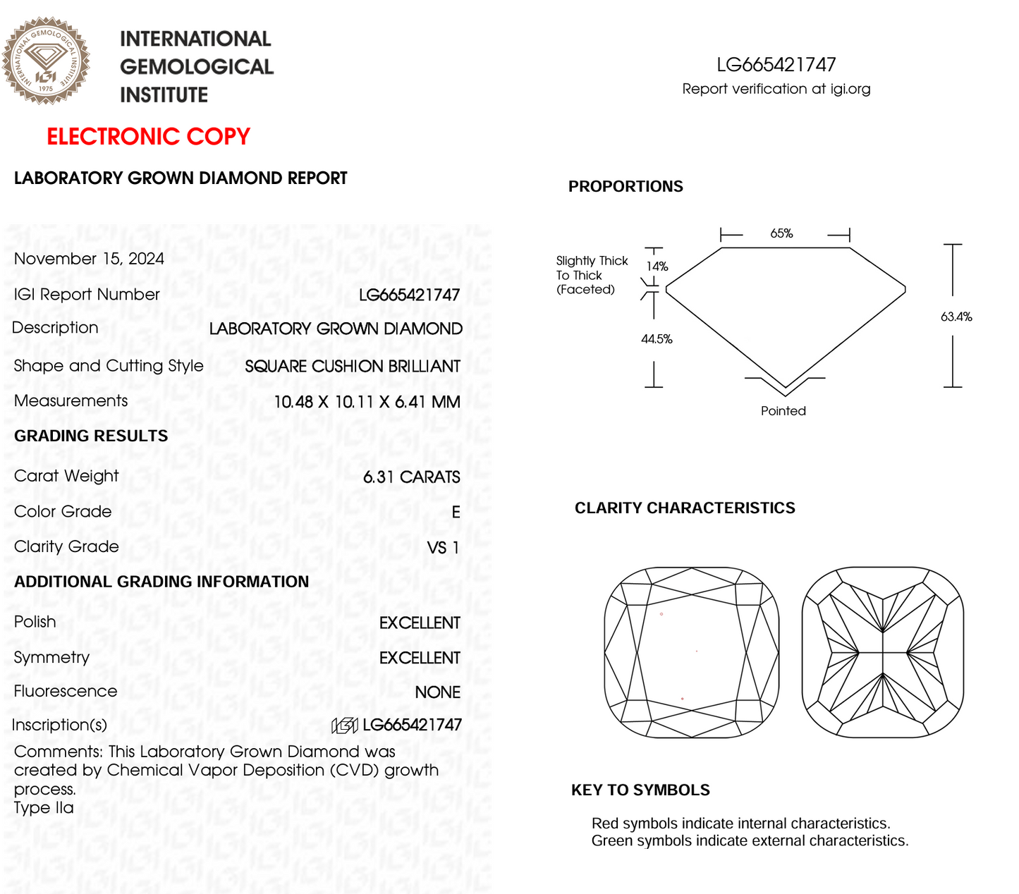 6.31 CT Square Cushion Lab Grown Diamond For Engagement Ring or Anniversary Gift | Best Lab Diamond | Gift For Man
