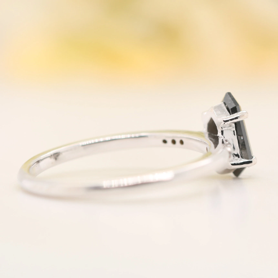 Galaxy White Gold Shield Shape Natural Salt And Pepper Diamond Engagement Ring 14k - JayKrishna Diamond