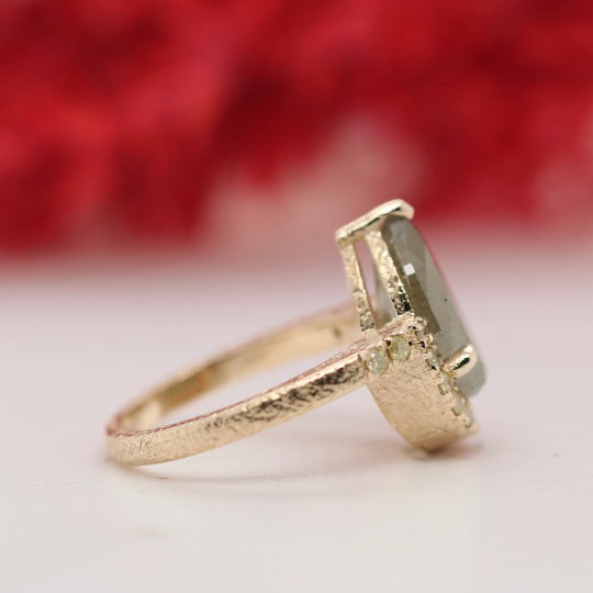 Radiant Romance Pear Engagement Ring with Stunning Pave Band Set - JayKrishna Diamond