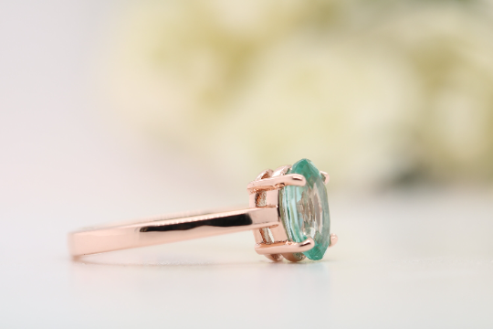 Radiant Elegance Stunning Oval Light Green Tourmaline Gemstone Ring - JayKrishna Diamond