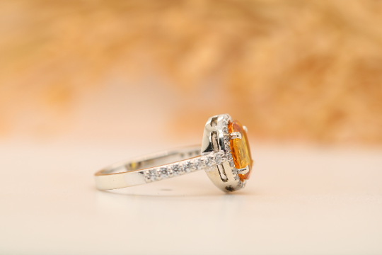 Illuminate Your Style with a Fancy Yellow Sapphire 9K White Gold Oval Shape Gemstone Ring - JayKrishna Diamond