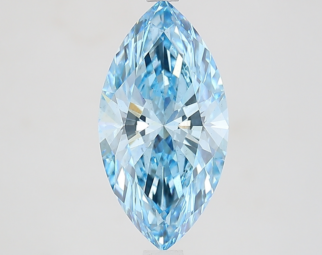 2.59 Carat Marquise Cut Fancy Blue IGI Certified Lab Grown Diamond, VS2 Clarity
