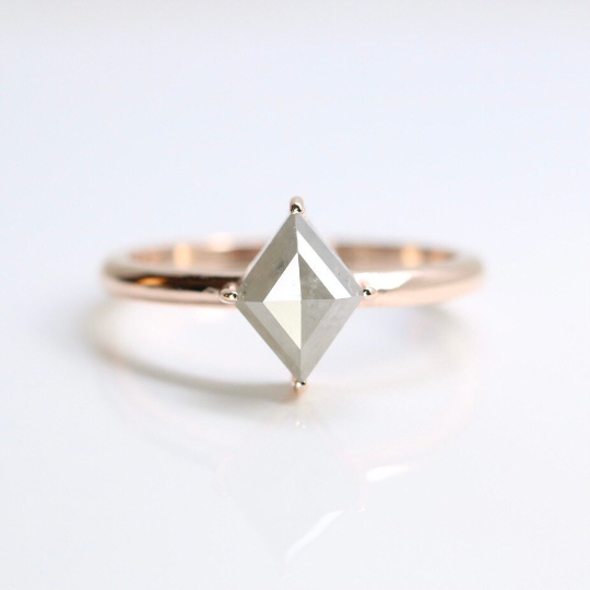 Dreamy Allure of Kite-Shaped Diamond Engagement Rings Only Salt and Pepper 14K Rose Gold - JayKrishna Diamond