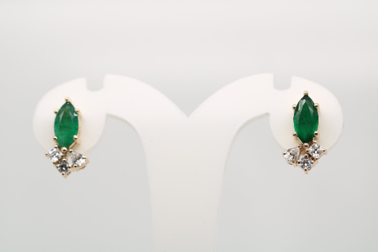 Emerald Green Marquise Cut Beautiful Fancy Earrings - JayKrishna Diamond