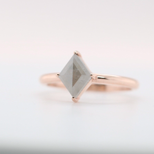 Dreamy Allure of Kite-Shaped Diamond Engagement Rings Only Salt and Pepper 14K Rose Gold - JayKrishna Diamond