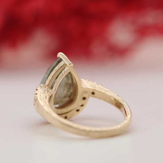 Radiant Romance Pear Engagement Ring with Stunning Pave Band Set - JayKrishna Diamond