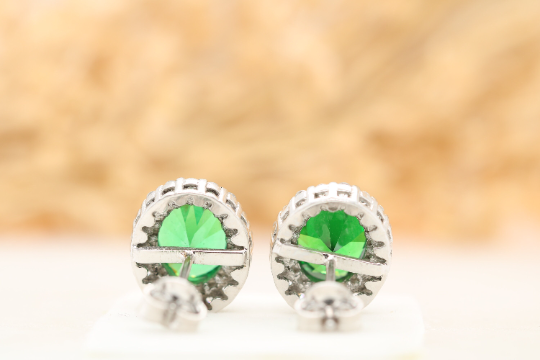 Mesmerizing marvel exquisite oval green onyx gemstone earrings - JayKrishna Diamond
