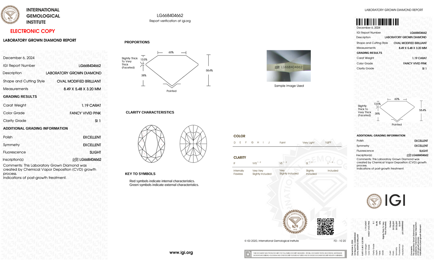 1.19 CT Oval Cut Fancy Pink Lab Grown Diamond SI1 IGI Certified | Perfect for Custom Jewelry