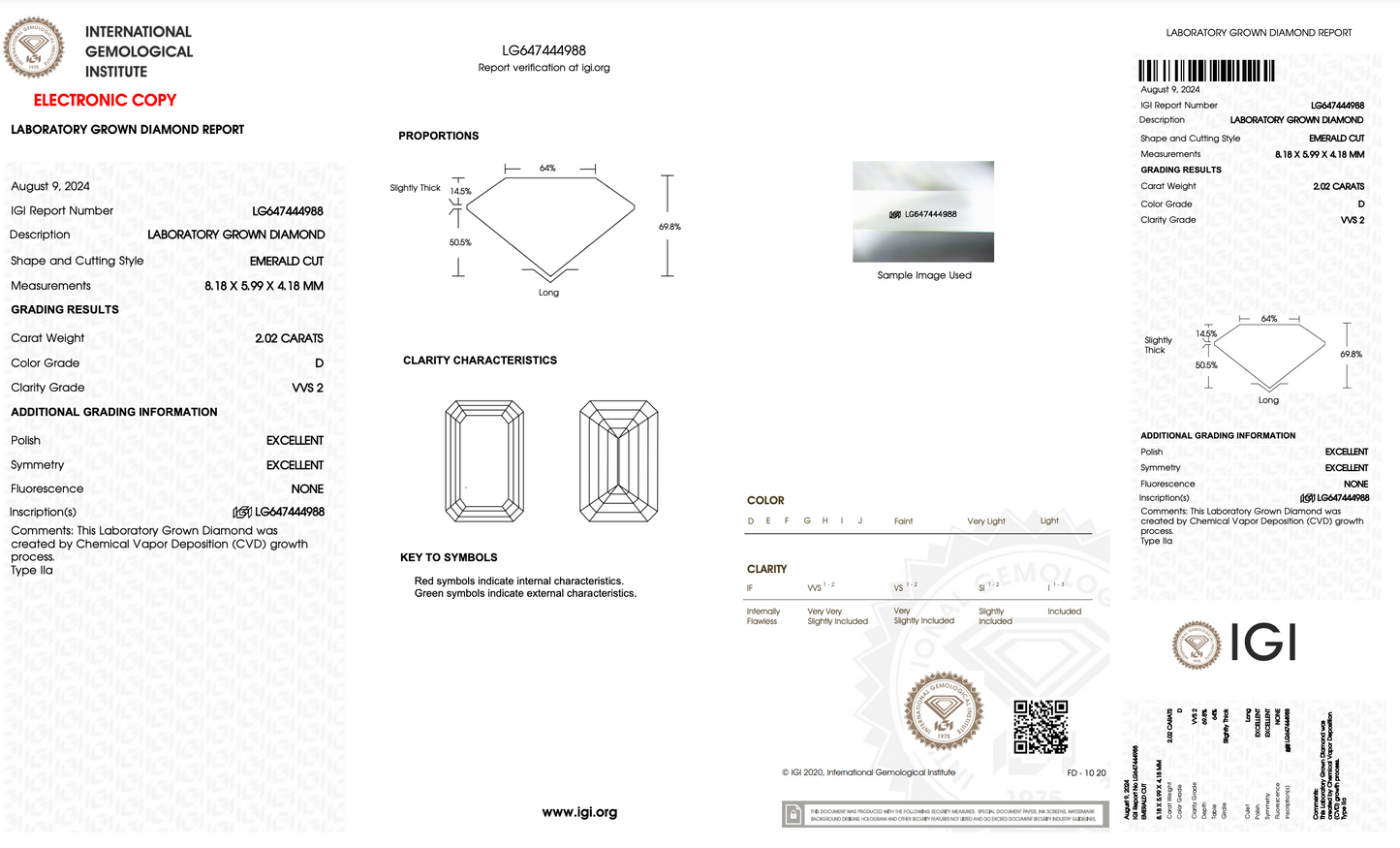 2.02 CT Cushion Cut Lab Grown Diamond D VVS2 IGI Certified | Lab Created Diamond for Rings