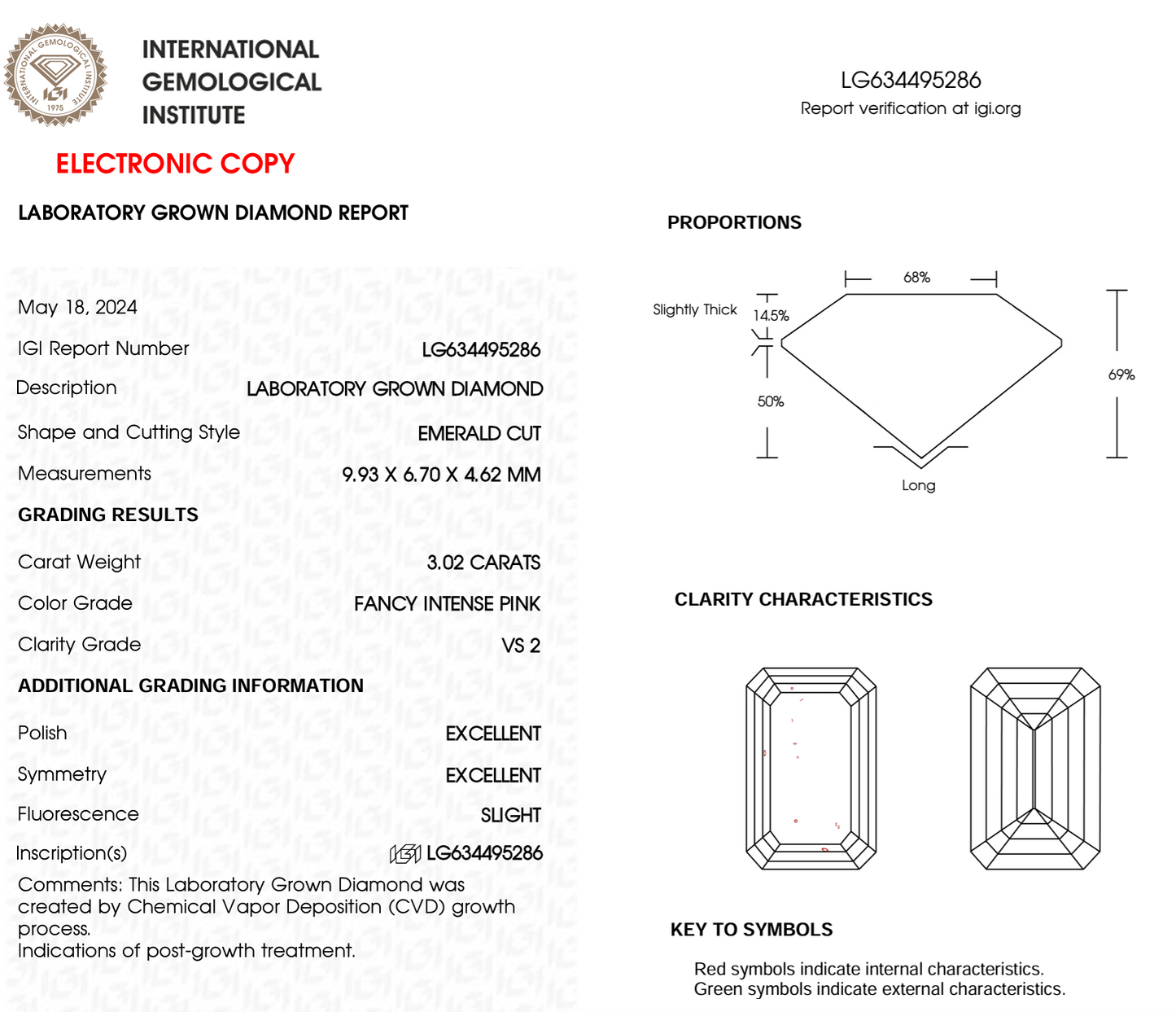 3 CT Emerald Lab Grown Diamond For Necklace | Emerald Pink Diamond | Best For Anniversary Gift