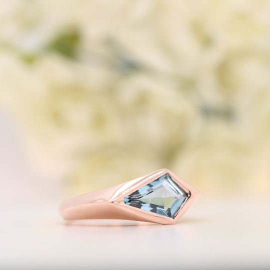 Kite Engagement Ring, Unique Kite Cut Moissanite Wedding Ring, Kite cut Alexandrite engagement ring, 14k Gold Swiss Gemstone Promise Rings - JayKrishna Diamond