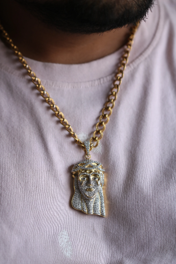 Real 925 Sterling Silver Iced Hip Hop Jesus Piece Pendant Necklace - JayKrishna Diamond