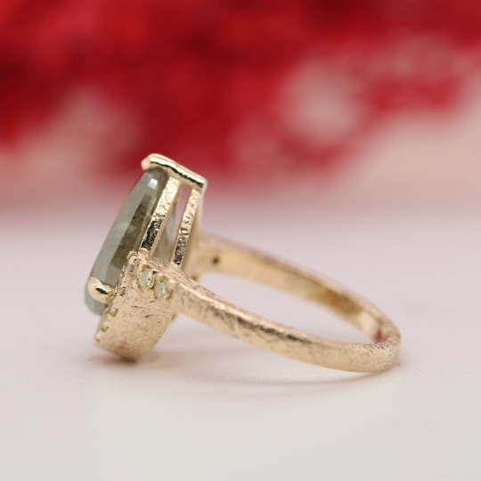 Radiant Romance Pear Engagement Ring with Stunning Pave Band Set - JayKrishna Diamond