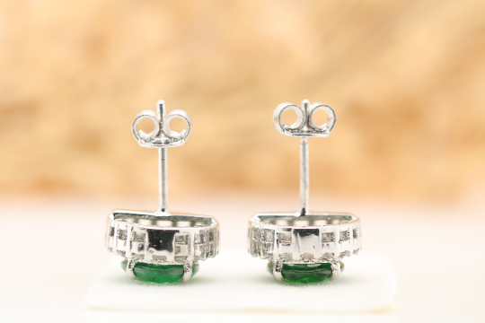 Mesmerizing marvel exquisite oval green onyx gemstone earrings - JayKrishna Diamond