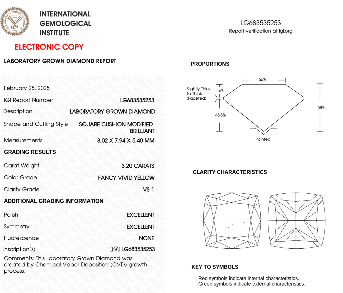 3.20 Carat Cushion Fancy Yellow Lab Diamond – VS1 Clarity, IGI Certified Ethical Gem for Engagement Rings or Bespoke Jewelry