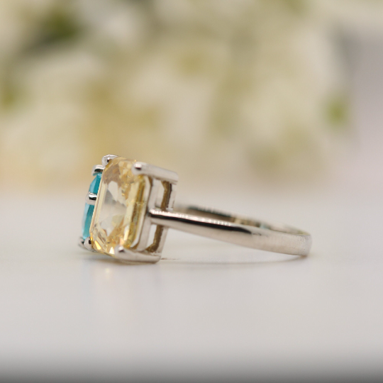 Toi Et Moi Pear And Emerald Cut Beautiful Gemstone Ring - JayKrishna Diamond