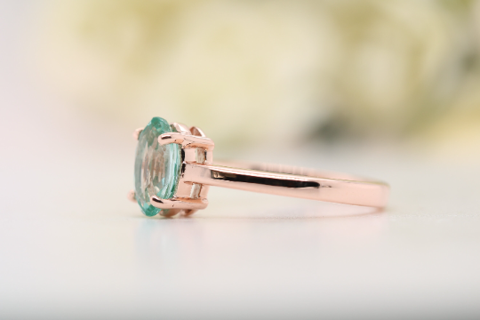 Radiant Elegance Stunning Oval Light Green Tourmaline Gemstone Ring - JayKrishna Diamond