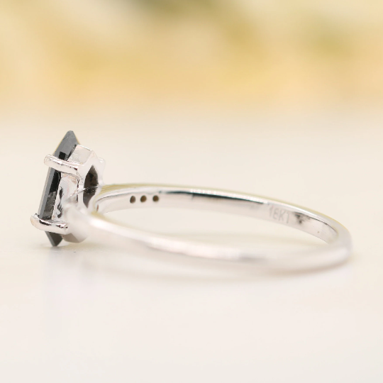 Galaxy White Gold Shield Shape Natural Salt And Pepper Diamond Engagement Ring 14k - JayKrishna Diamond