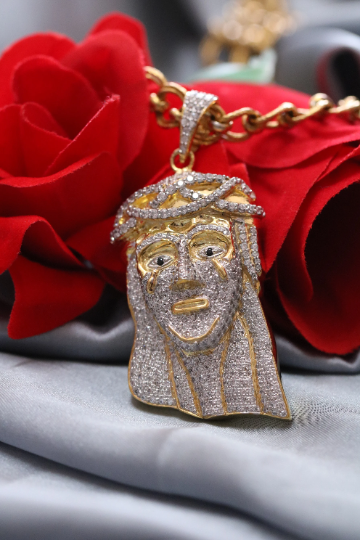 Real 925 Sterling Silver Iced Hip Hop Jesus Piece Pendant Necklace - JayKrishna Diamond