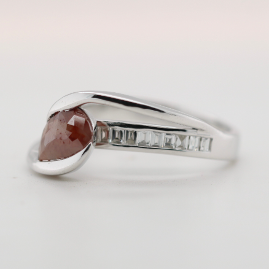 Pear cut red ruby engagement ring 14k white gold cluster diamond ring vintage unique bridal wedding ring band set women gift - JayKrishna Diamond