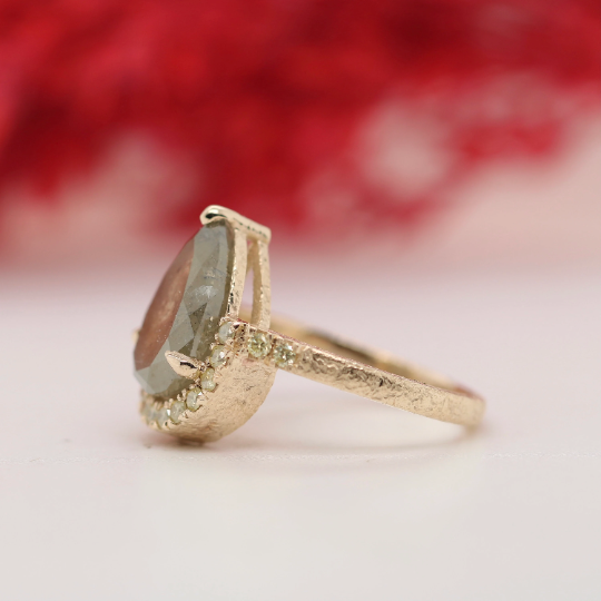 Radiant Romance Pear Engagement Ring with Stunning Pave Band Set - JayKrishna Diamond