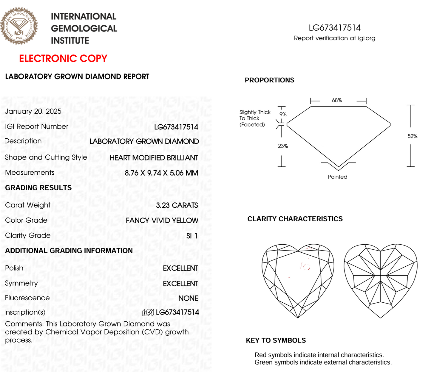 3.23ct Heart-Shaped Fancy Yellow Lab Diamond IGI SI1 Ethical Gem