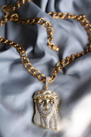 Real 925 Sterling Silver Iced Hip Hop Jesus Piece Pendant Necklace - JayKrishna Diamond