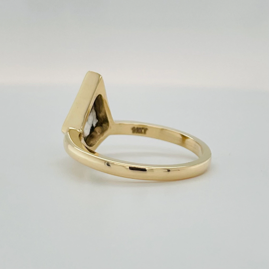 Classic Kite Cut Salt And Pepper Diamond Ring Kite Cut Engagement Ring Vintage Solid Gold Wedding Ring, Anniversary Promise Ring For Woman - JayKrishna Diamond