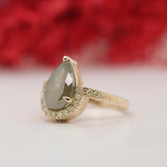 Radiant Romance Pear Engagement Ring with Stunning Pave Band Set - JayKrishna Diamond