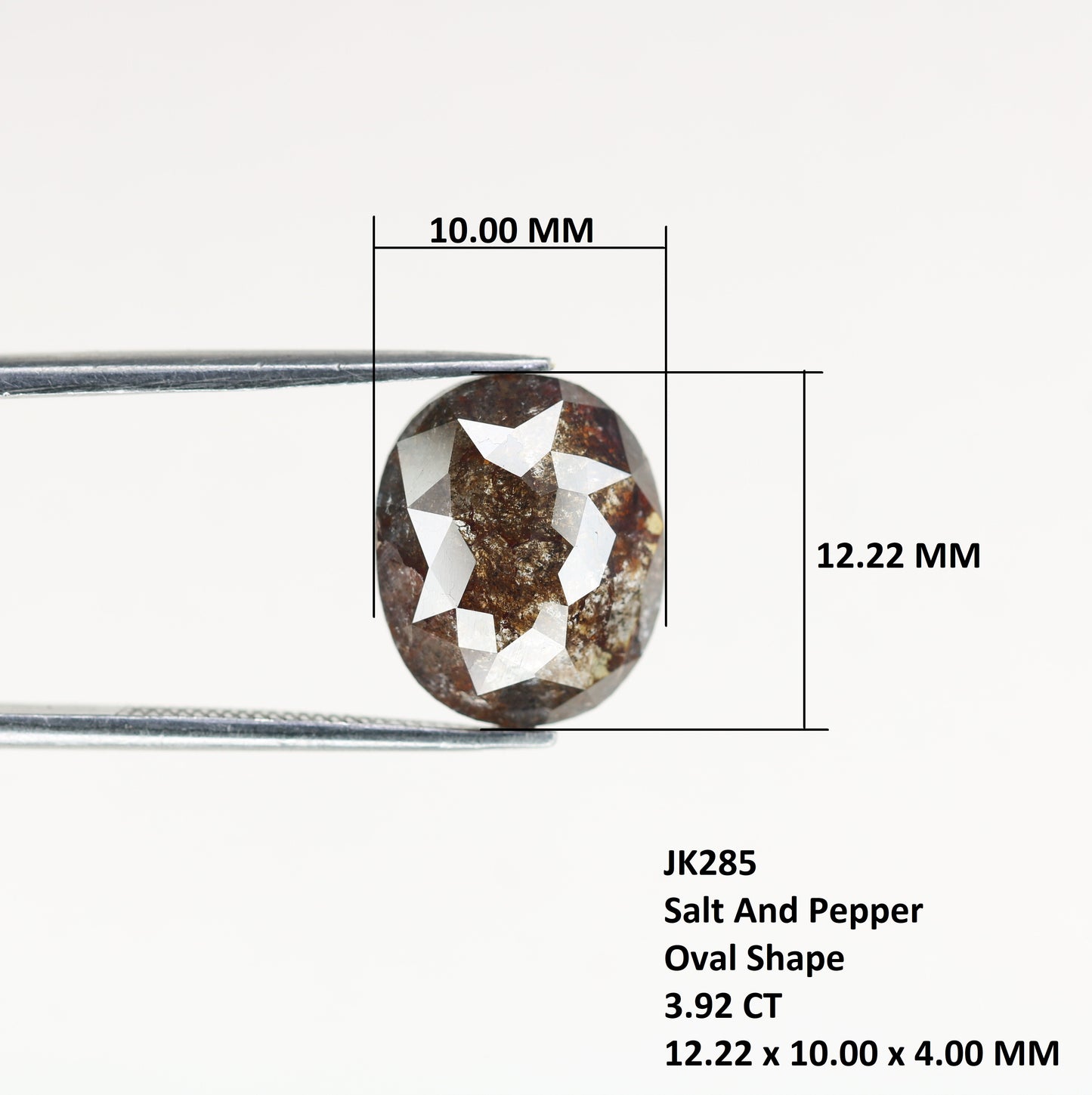 3.92 CT Natural Grey Galaxy Oval Shape Salt And Pepper Diamond For Her - JayKrishna Diamond