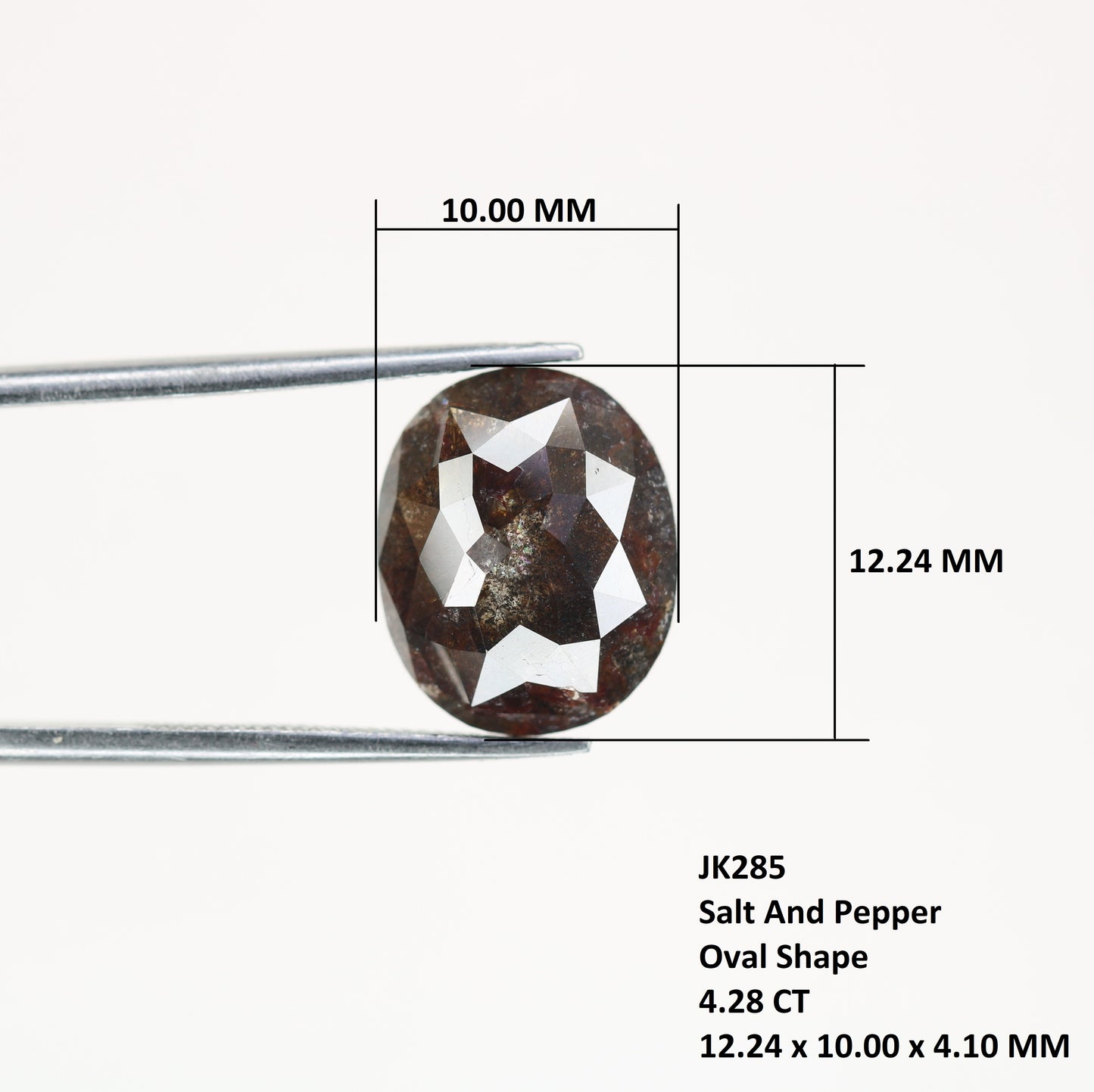 4.28 CT Natural Grey Galaxy Oval Shape Salt And Pepper Diamond For Her - JayKrishna Diamond