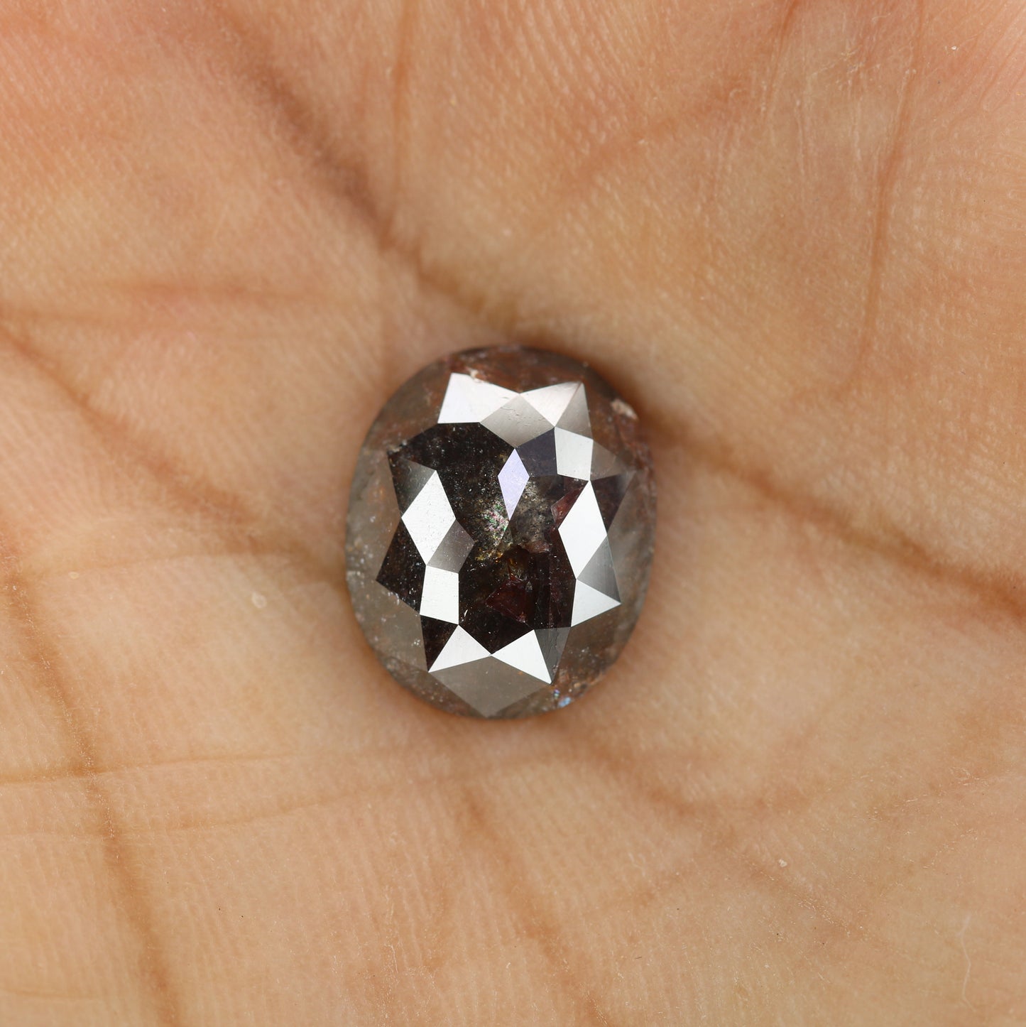 4.28 CT Natural Grey Galaxy Oval Shape Salt And Pepper Diamond For Her - JayKrishna Diamond