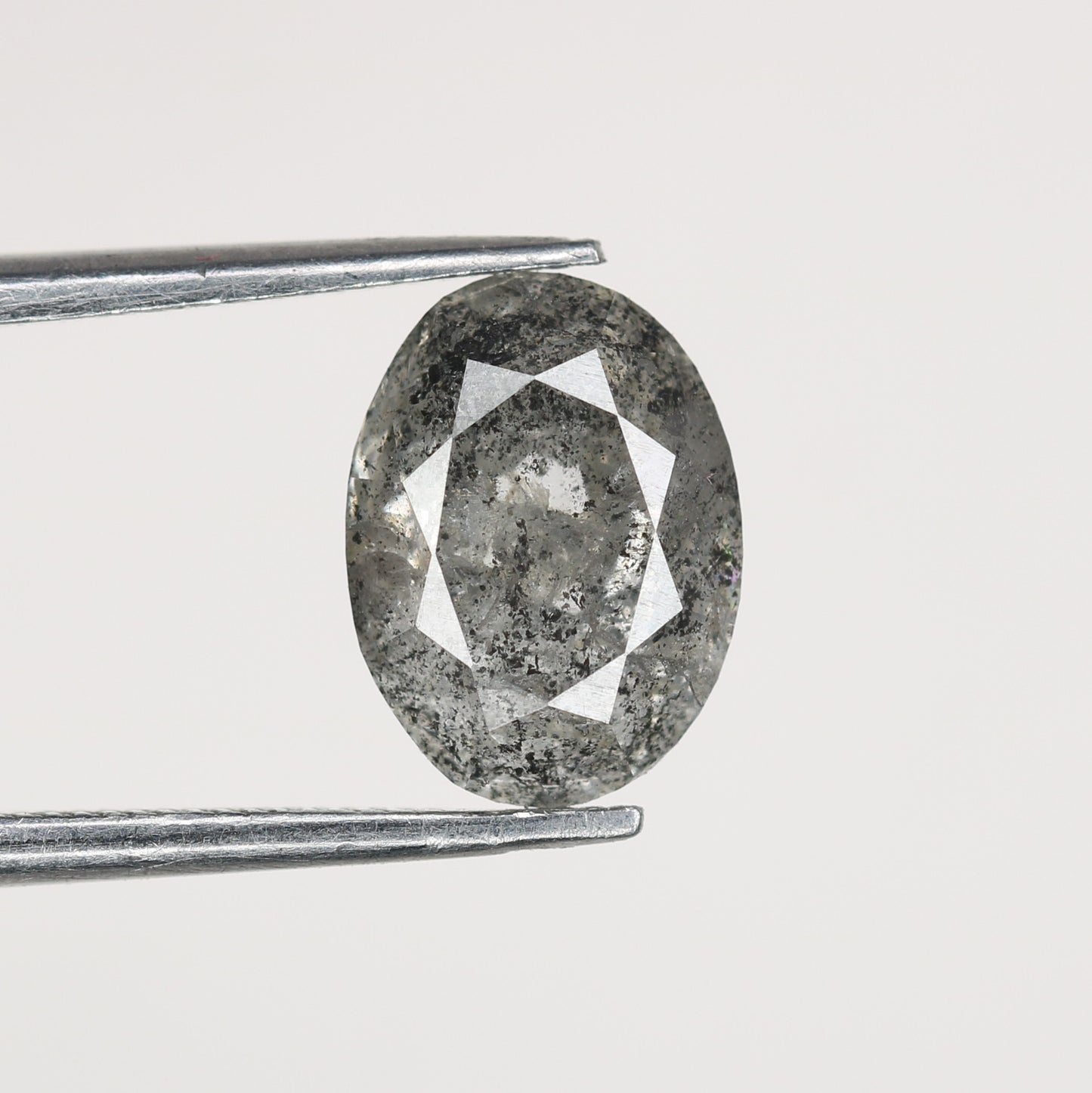 2.76 CT Natural Grey Galaxy Oval Shape Salt And Pepper Diamond For Her - JayKrishna Diamond