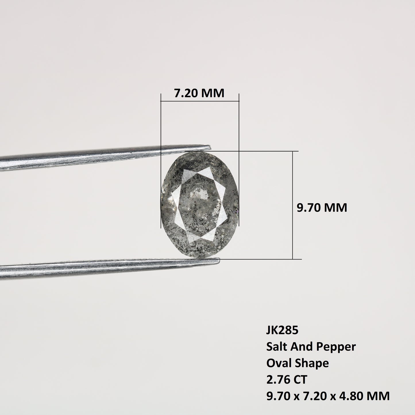2.76 CT Natural Grey Galaxy Oval Shape Salt And Pepper Diamond For Her - JayKrishna Diamond